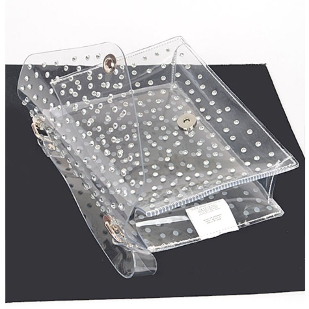 BNWT Brand New Transparent Rhinestone Studs Top Handle Stadium Bag Cleared Bag - Picture 4 of 6